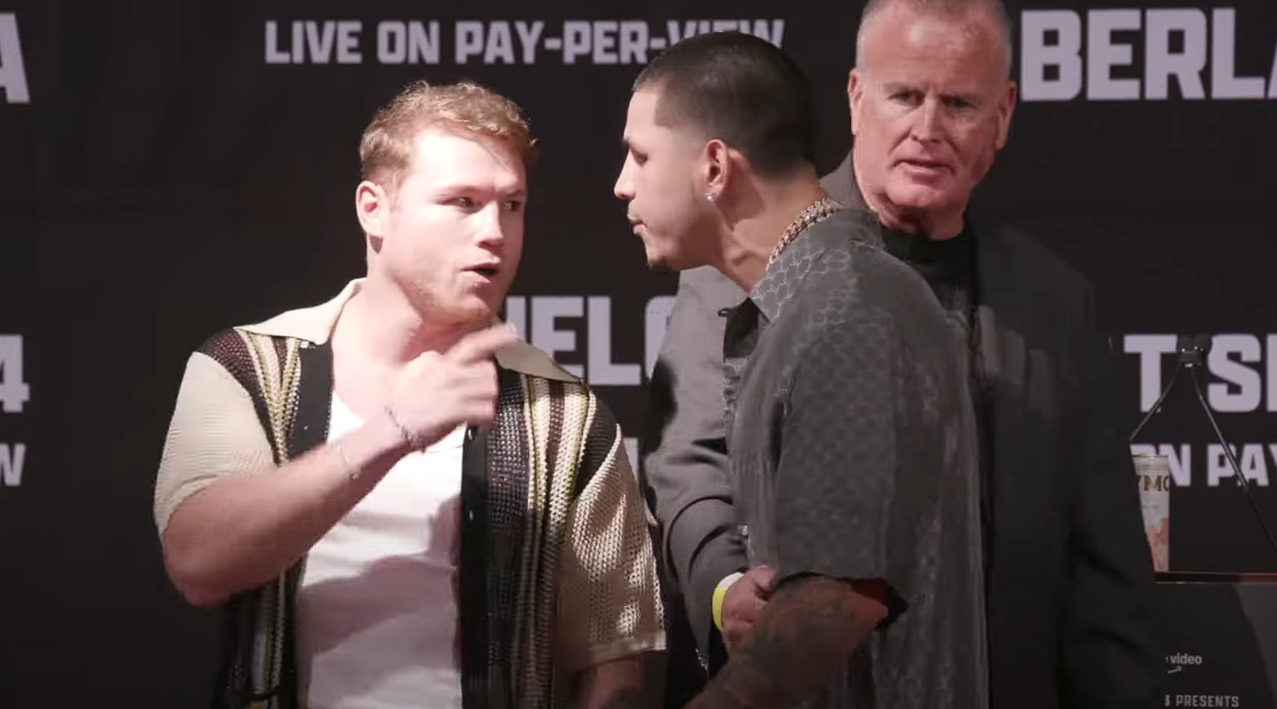 canelo alvarez vs edgar berlanga intensywne spotkanie twarzą w twarz video