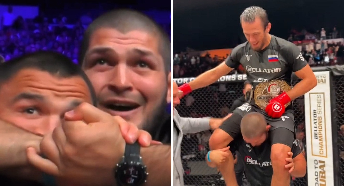 usman nurmagomedov obronił pas bellatora szalone reakcje khabiba video